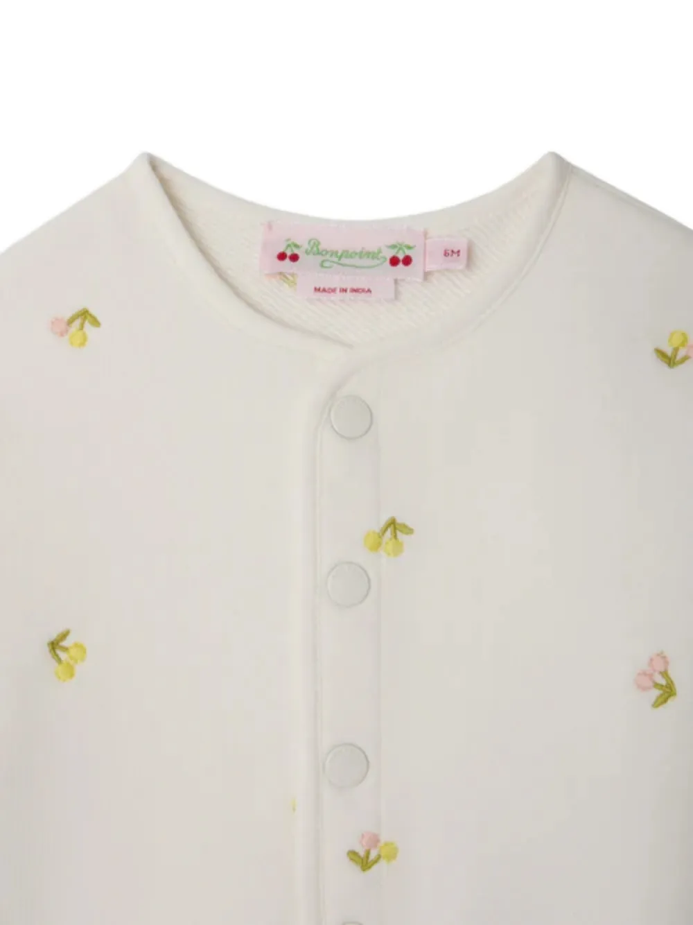 Bonpoint Eris vest met geborduurde kers Beige