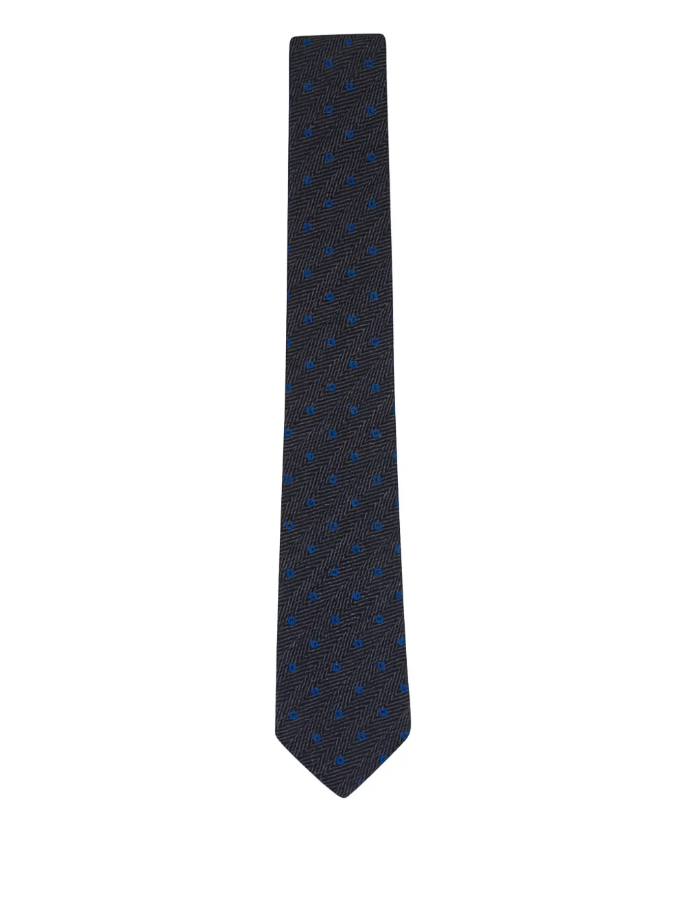 Ferragamo Herringbone Pattern Tie In Brown