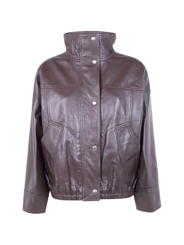 Róhe Buttoned Leather Jacket in Brown