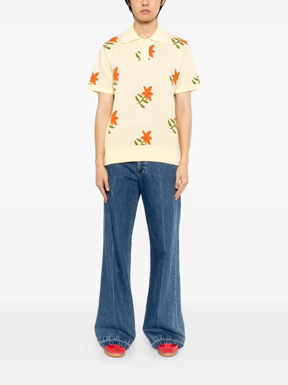CHATEAU ORLANDO floral short-sleeve polo shirt - Geel