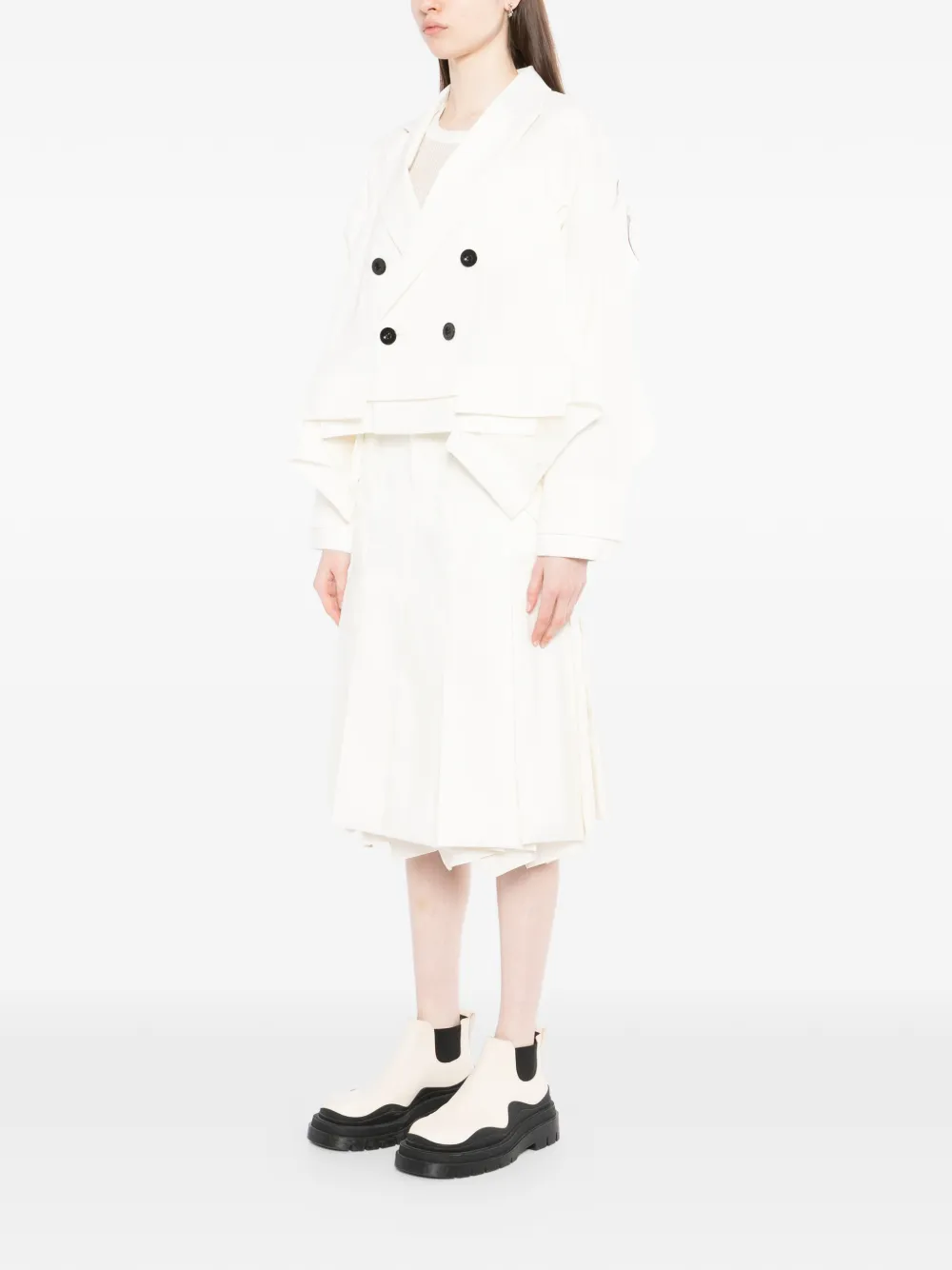 sacai panelled blazer - Bianco