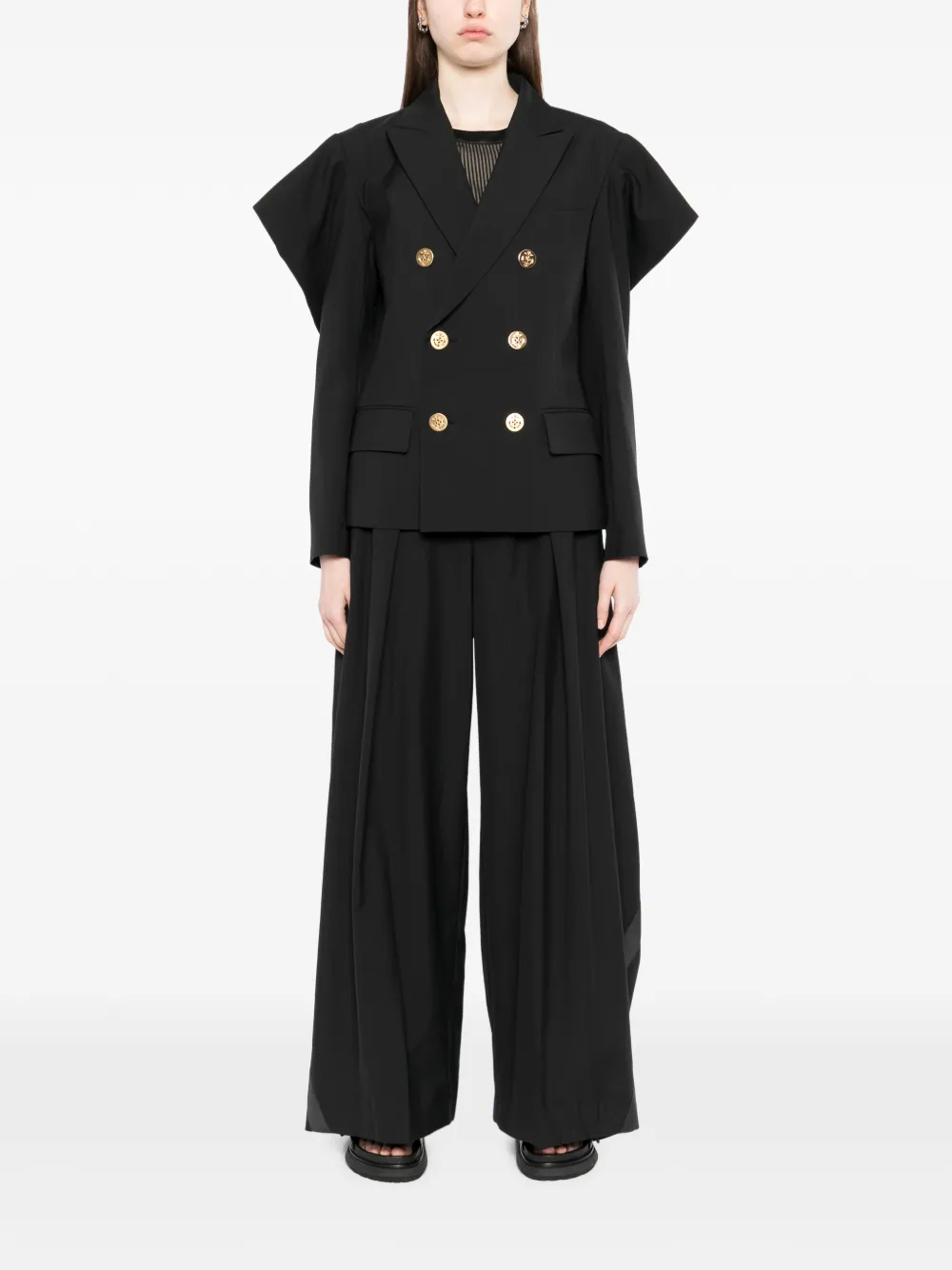  Sacai Double-breasted Blazer - Black 