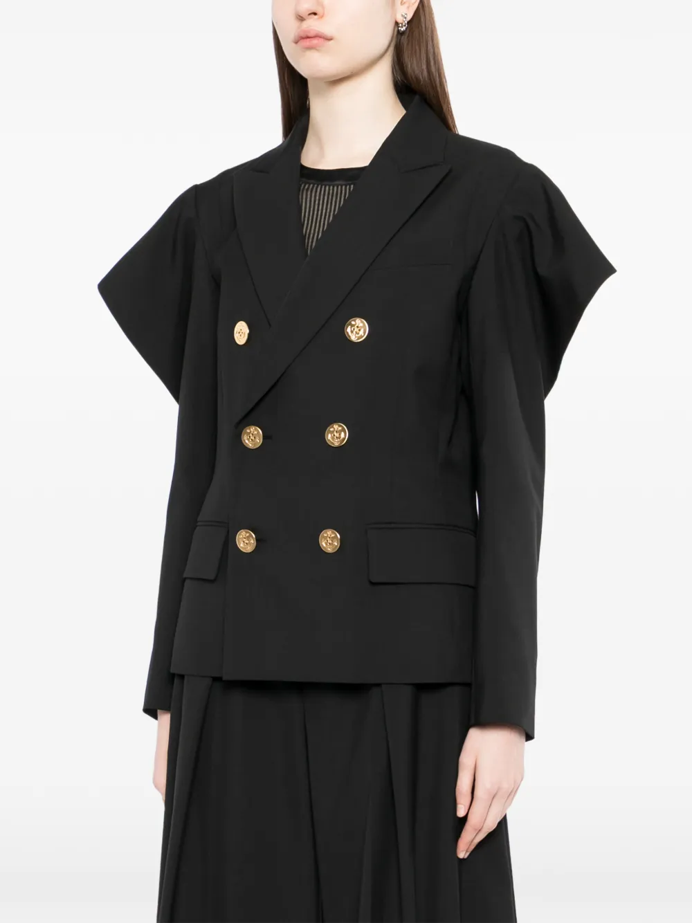  Sacai Double-breasted Blazer - Black 