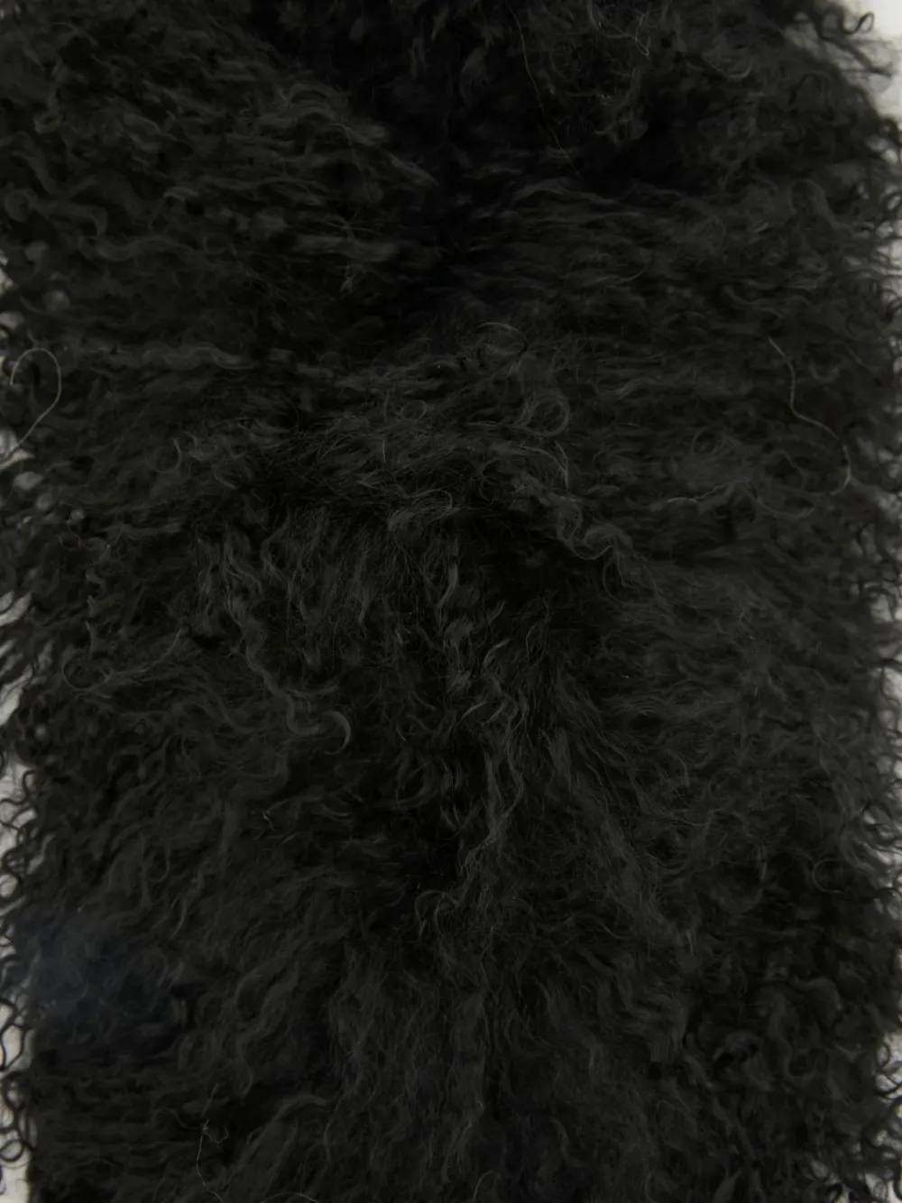 Yves Salomon Long-haired Lamb Scarf in Black, view 2