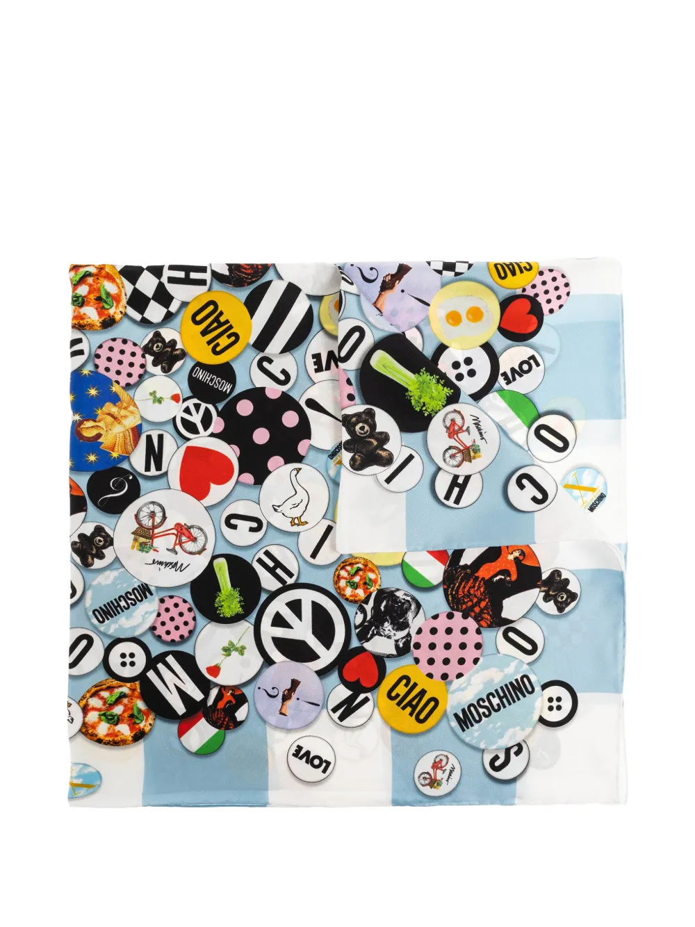 Moschino check-pattern scarf - Blu