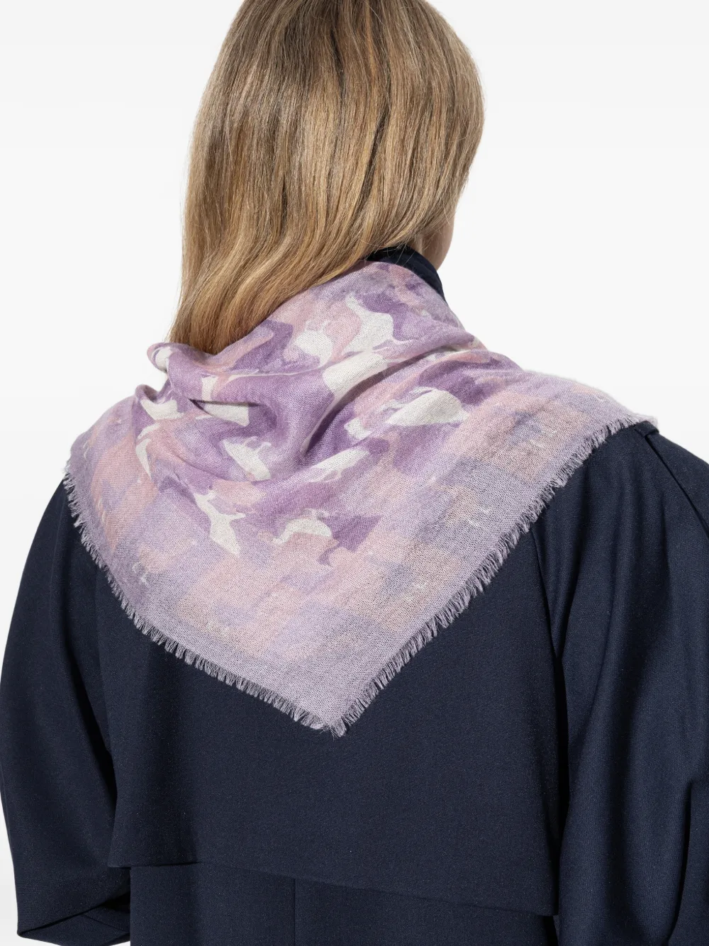 Moschino Sjaal met dierenprint en franje Paars