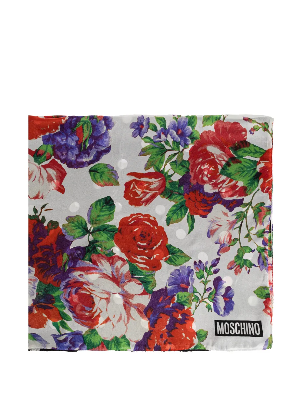 Moschino floral-print polka-dot scarf - Grigio