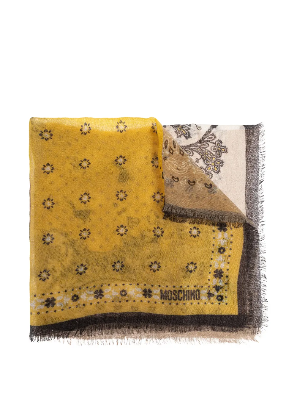 Moschino floral-print fringed scarf - Giallo