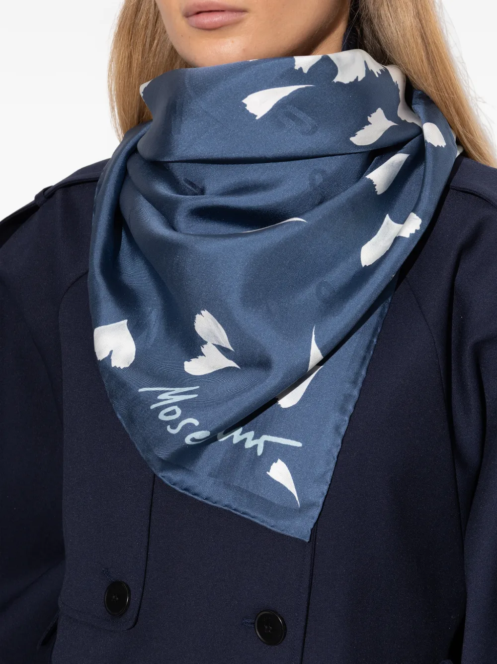 Moschino Goose Silk Scarf | Blue | FARFETCH