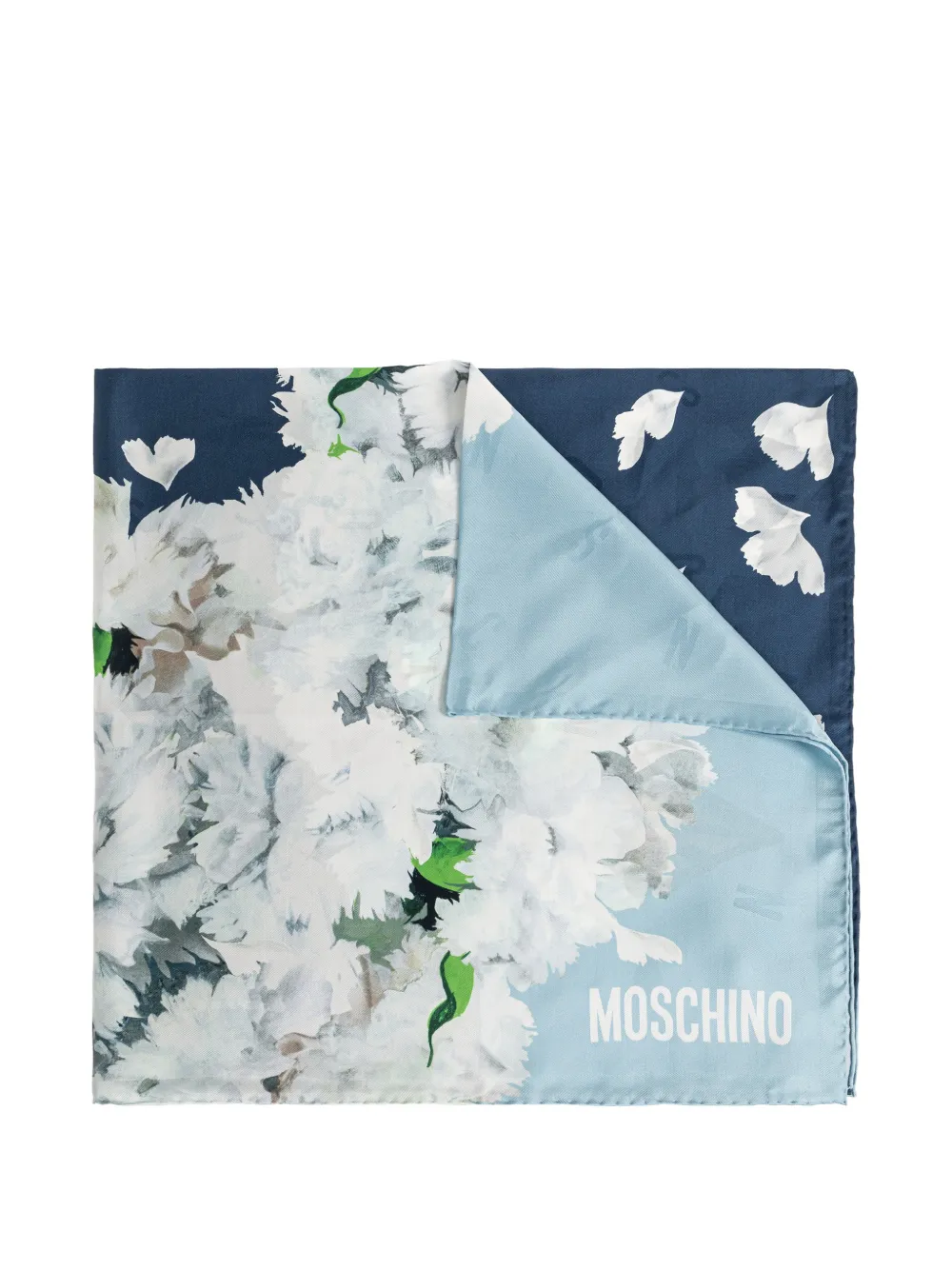 Moschino floral-print silk scarf - Blu