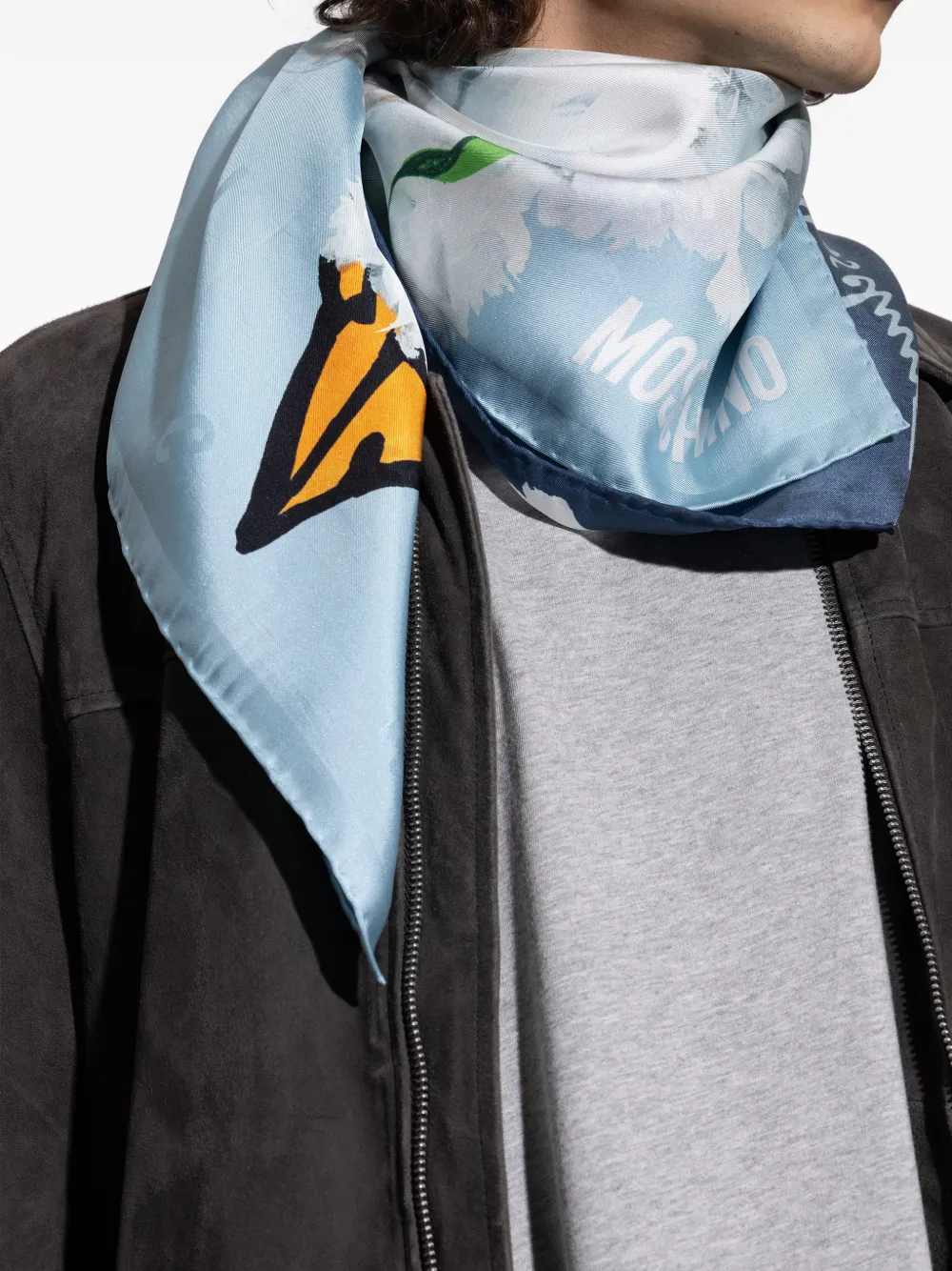 Moschino Goose Silk Scarf | Blue | FARFETCH