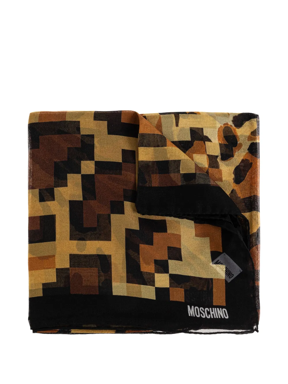 Moschino geometric-print scarf - Marrone