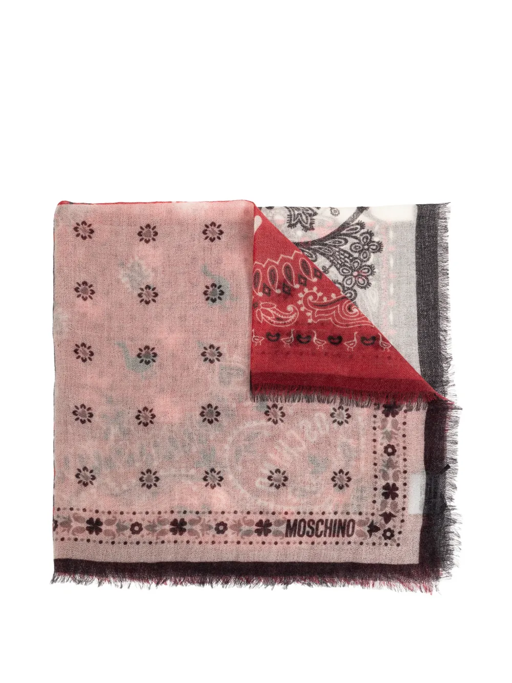 Moschino paisley-print fringed cashmere scarf - Rosso