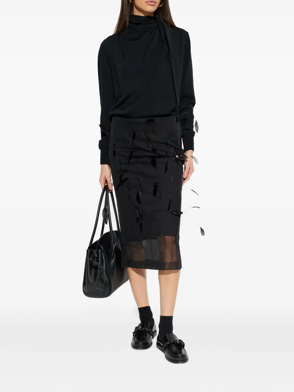  Jil Sander Roll-neck Draped Sweater - Black 