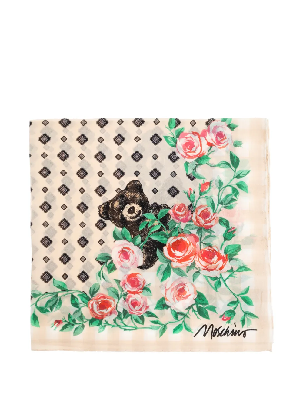 Moschino floral-print silk scarf - Toni neutri