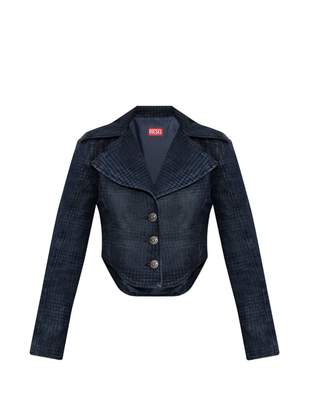 Diesel Prince of Wales button cropped jacket - Blu