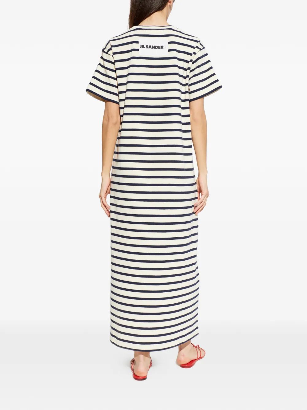 Jil Sander Gestreepte maxi-jurk Beige