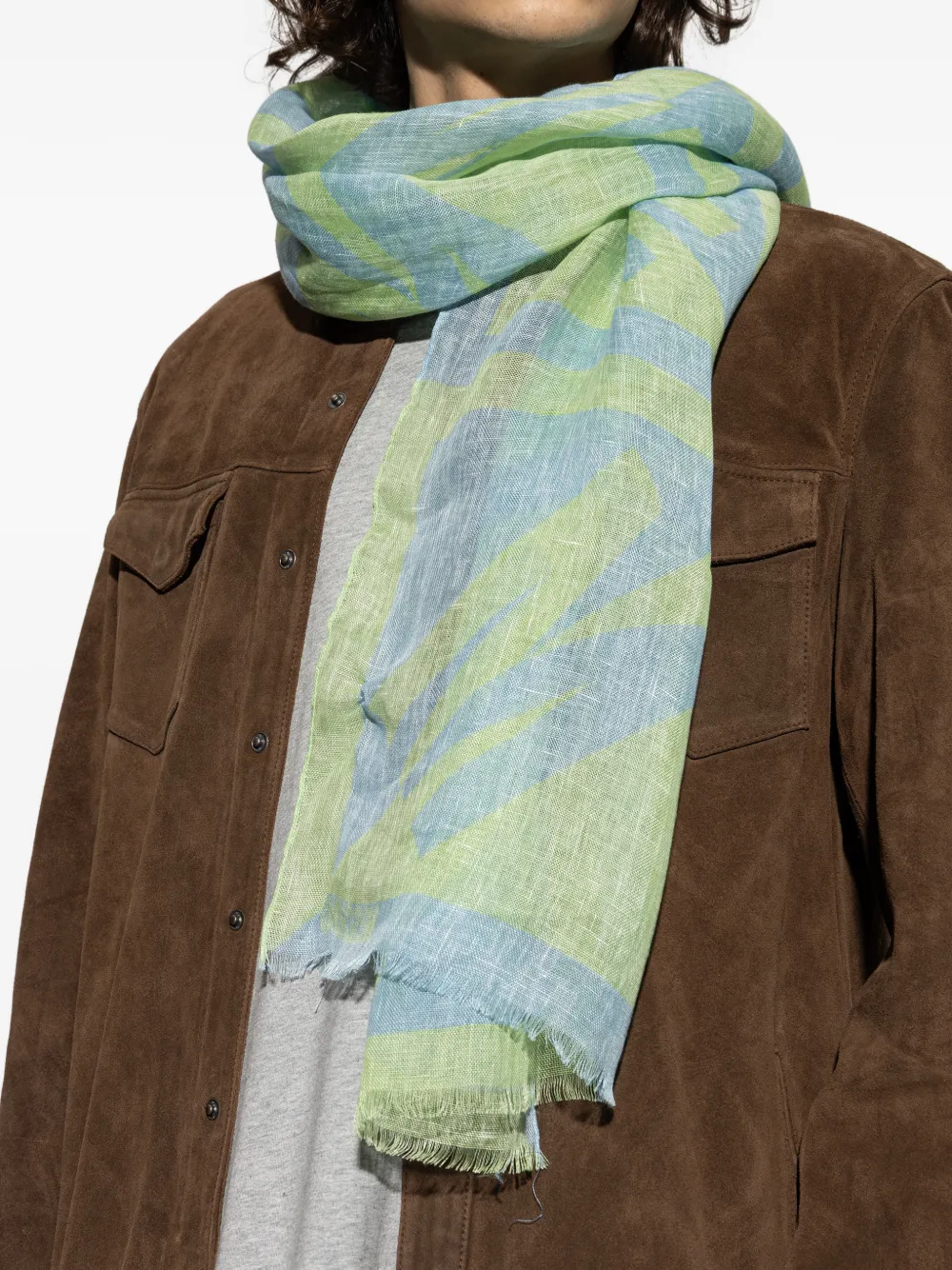 Moschino Linnen sjaal met geometrische print Blauw
