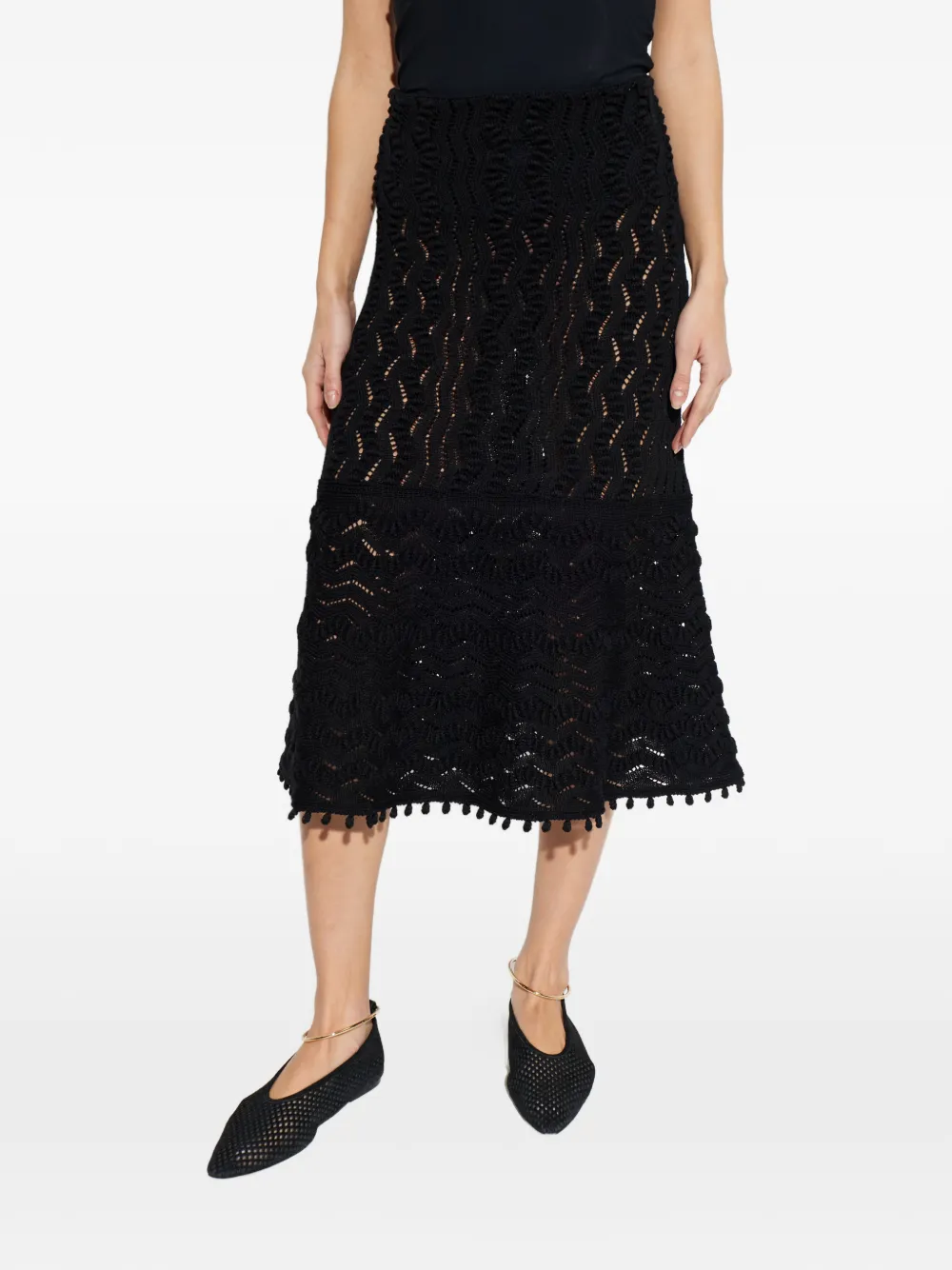  Jil Sander Crochet Midi Skirt - Black 