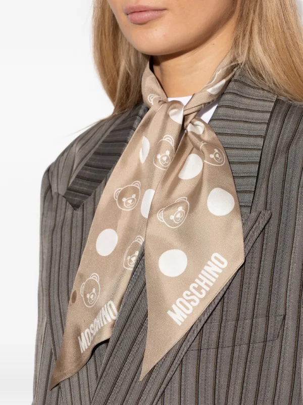 Moschino Teddy Bear Silk Scarf | Neutrals | FARFETCH