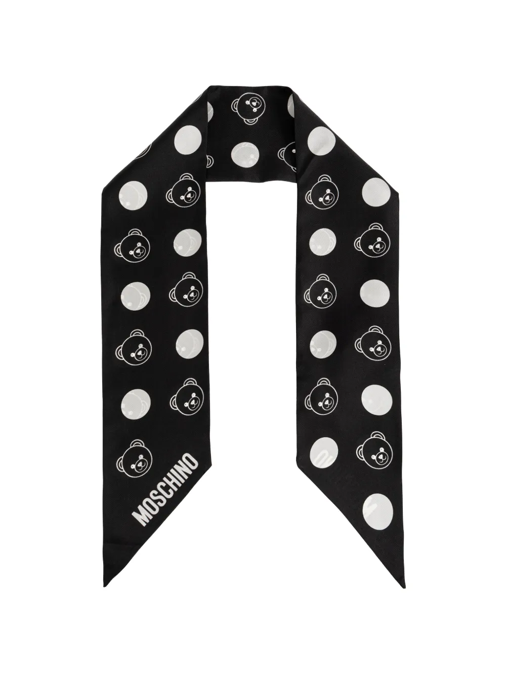 Moschino bear polka-dot silk scarf - Nero