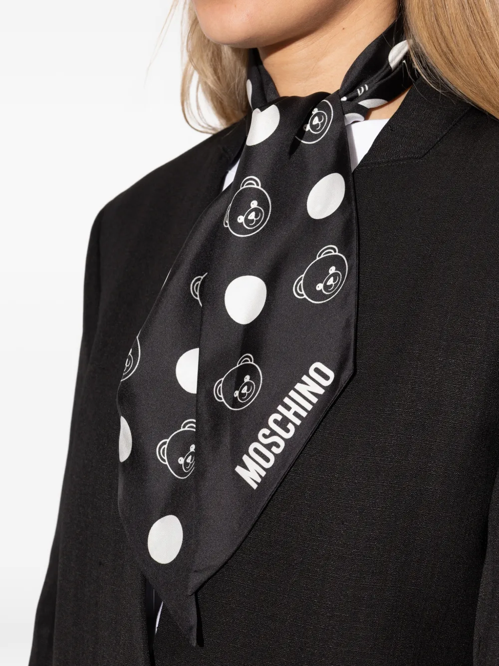 Moschino Teddy Bear sjaal met stippen-print Zwart