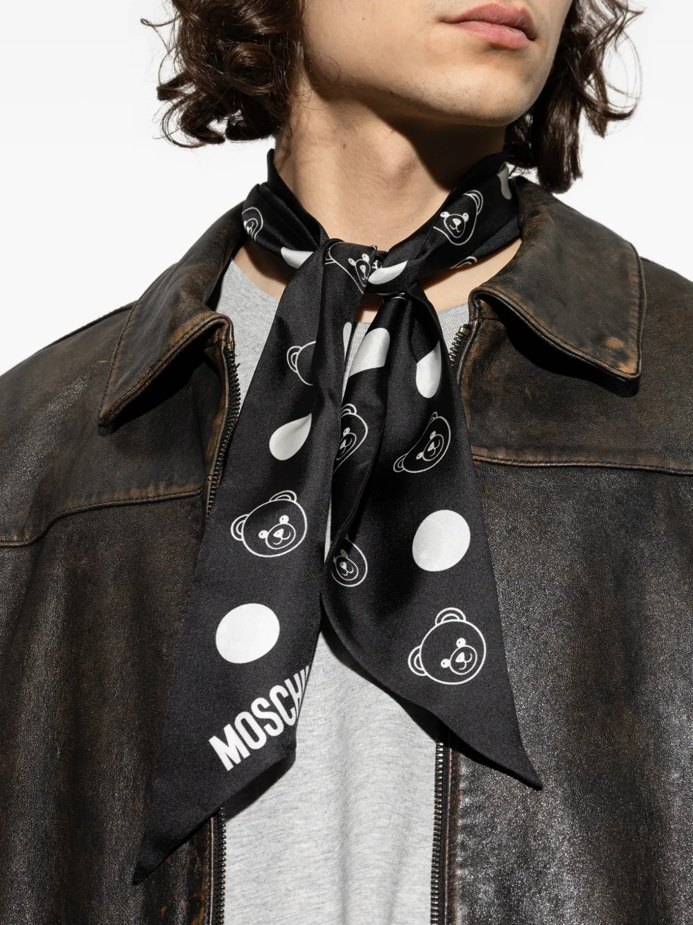 Moschino Teddy Bear sjaal met stippen-print Zwart