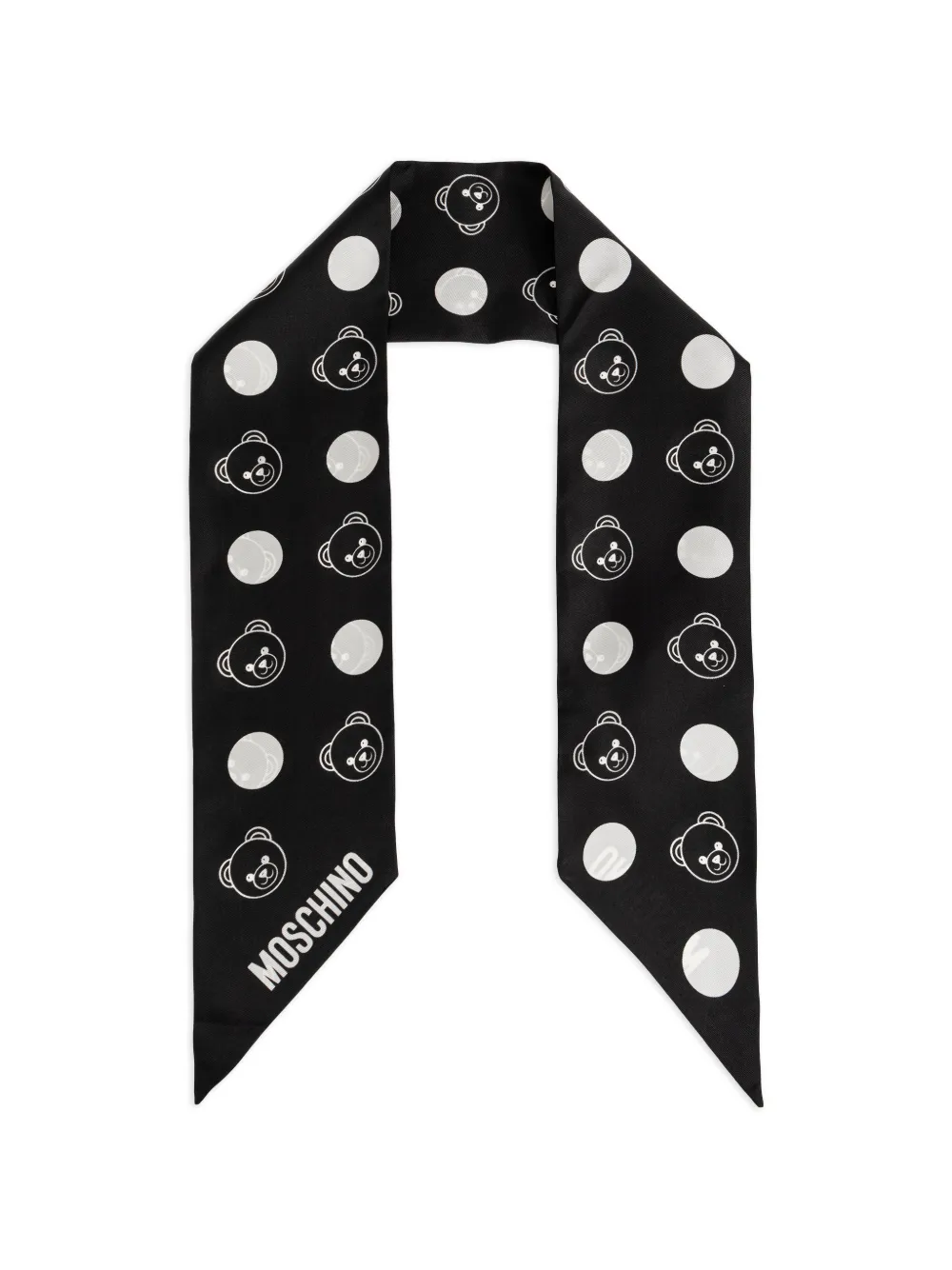 Moschino bear polka-dot silk scarf - Nero