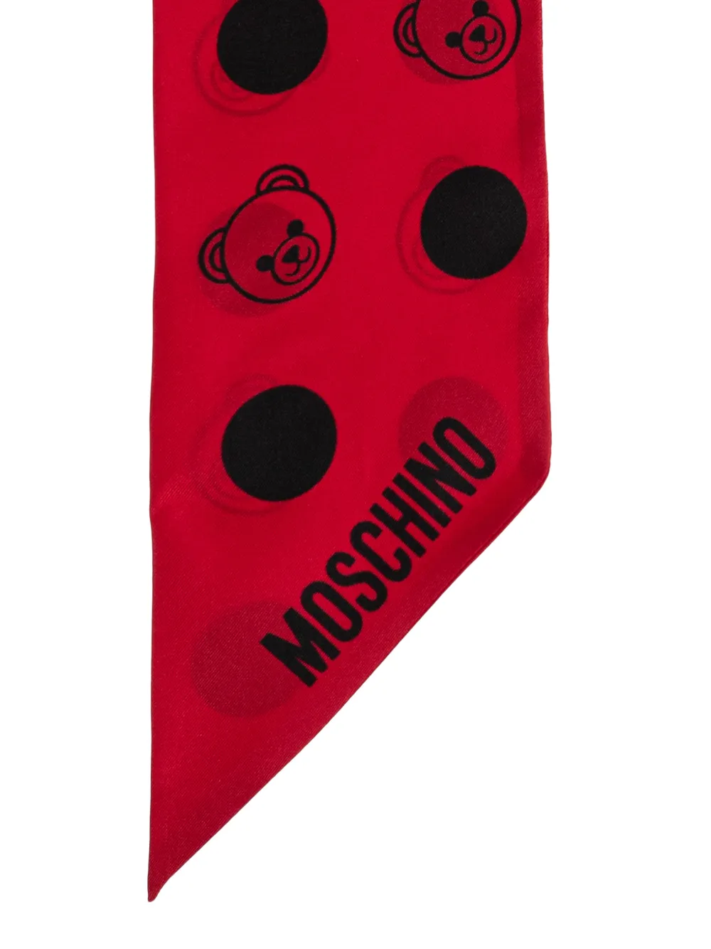  Moschino Polka-dot Teddy Silk Scarf - Red 