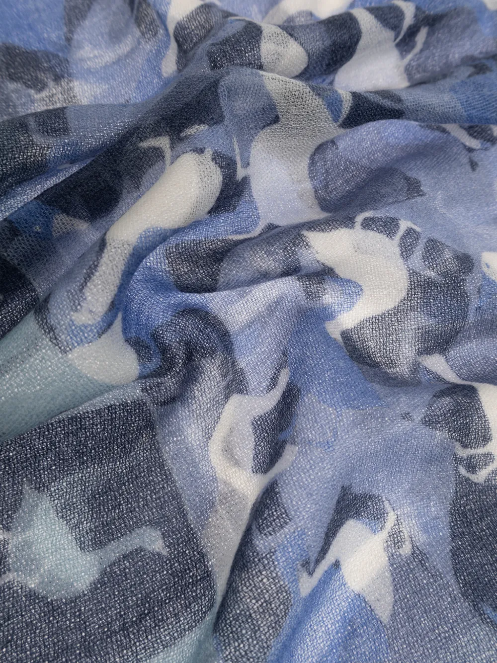Moschino Kasjmier sjaal met franje afwerking Blauw