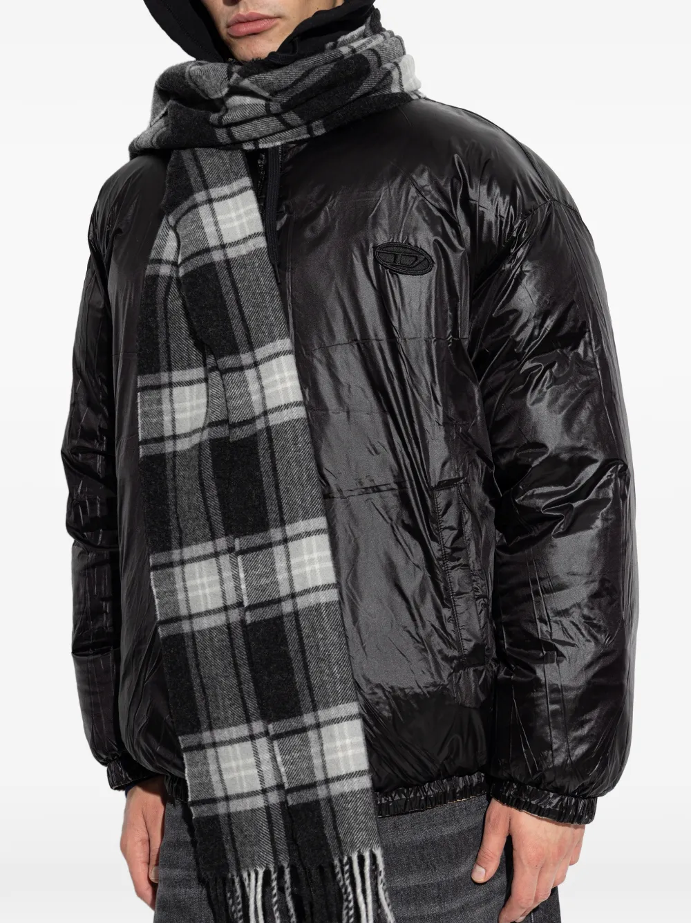 Diesel Sjaal met tartan ruit Zwart