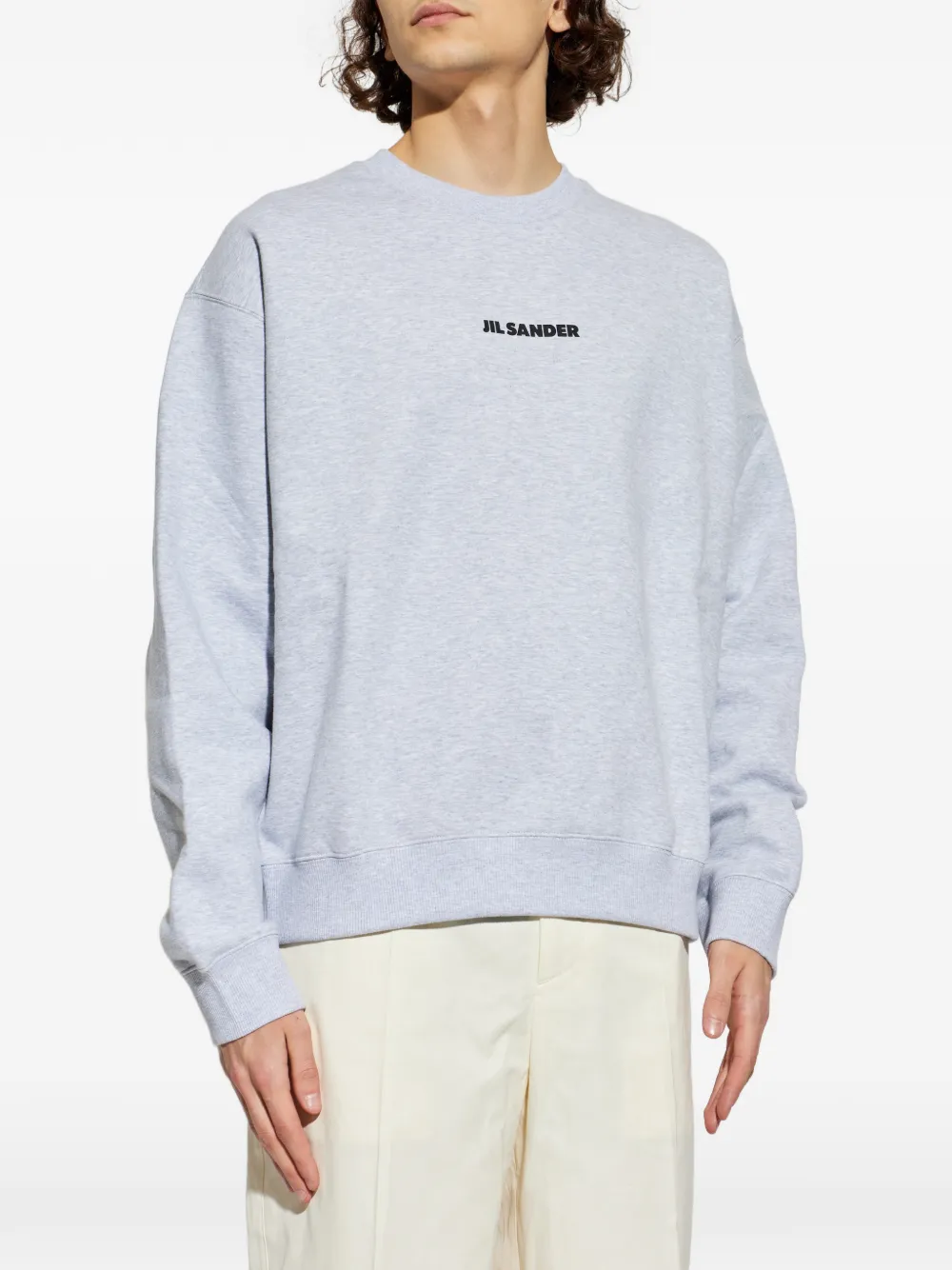 Jil Sander Sweater met logo en ronde hals Grijs