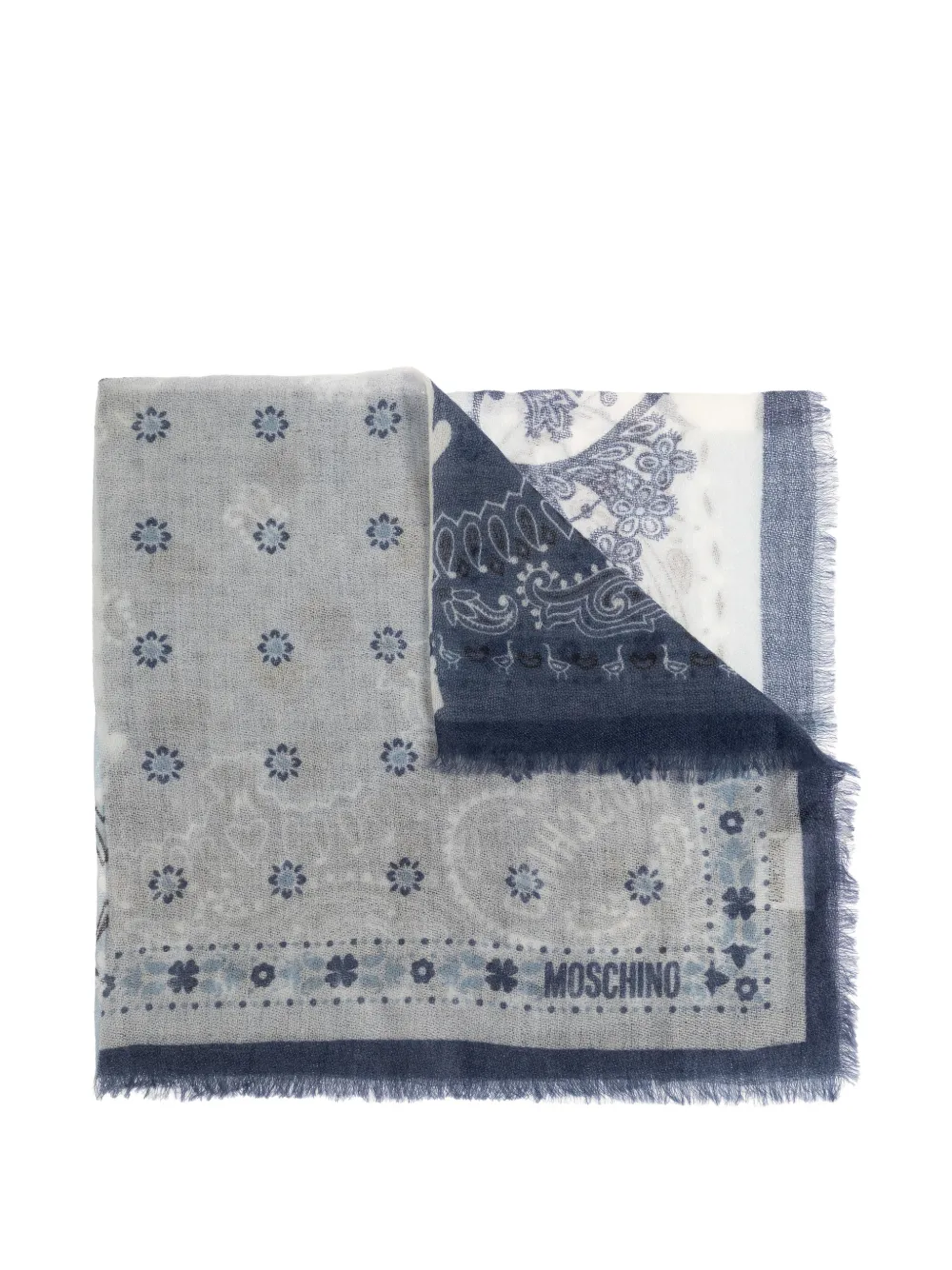 Moschino floral-paisley cashmere scarf - Blu