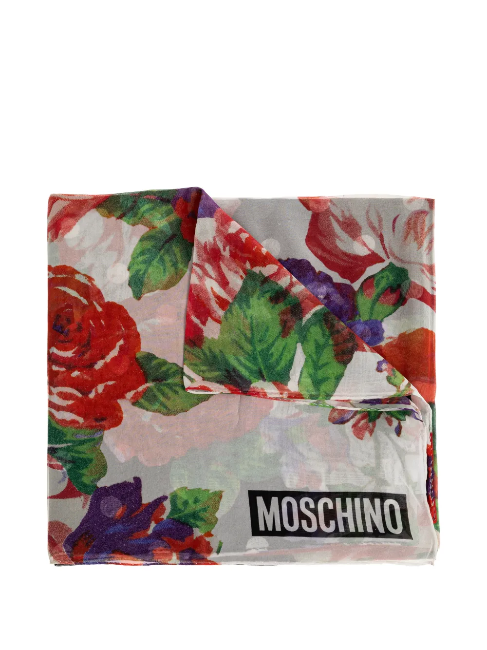 Moschino floral-print silk scarf - Rosso