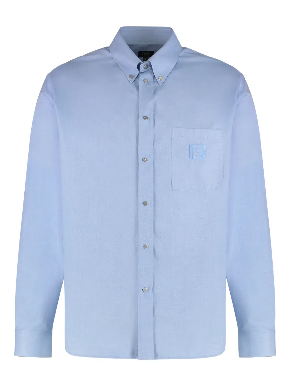FENDI logo-embroidered chest-pocket shirt - Blu