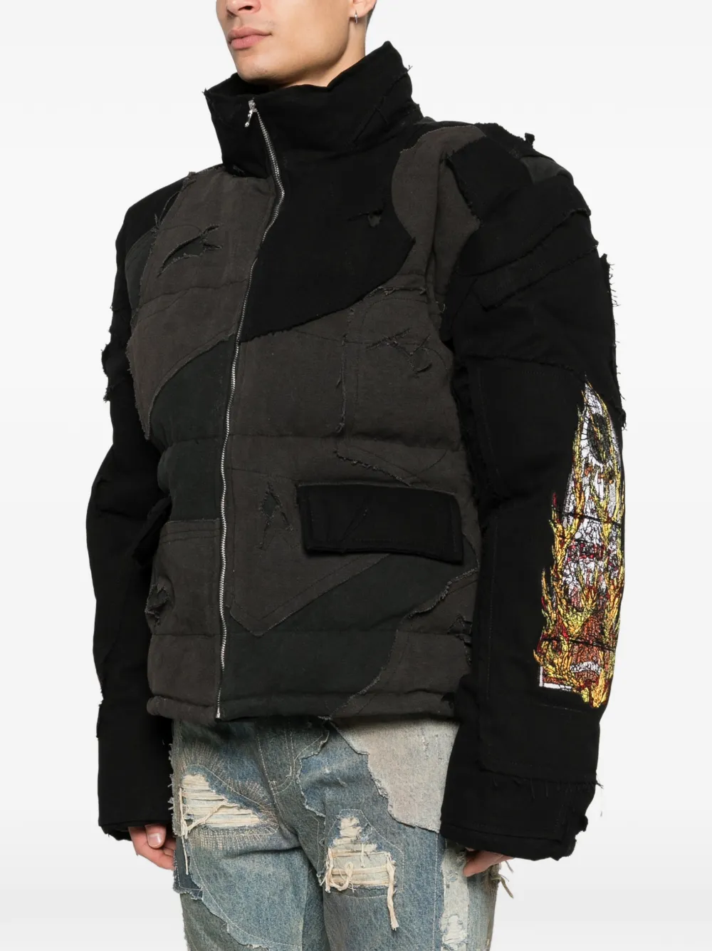  Who Decides War Patchwork Pocket Jacket - Black 