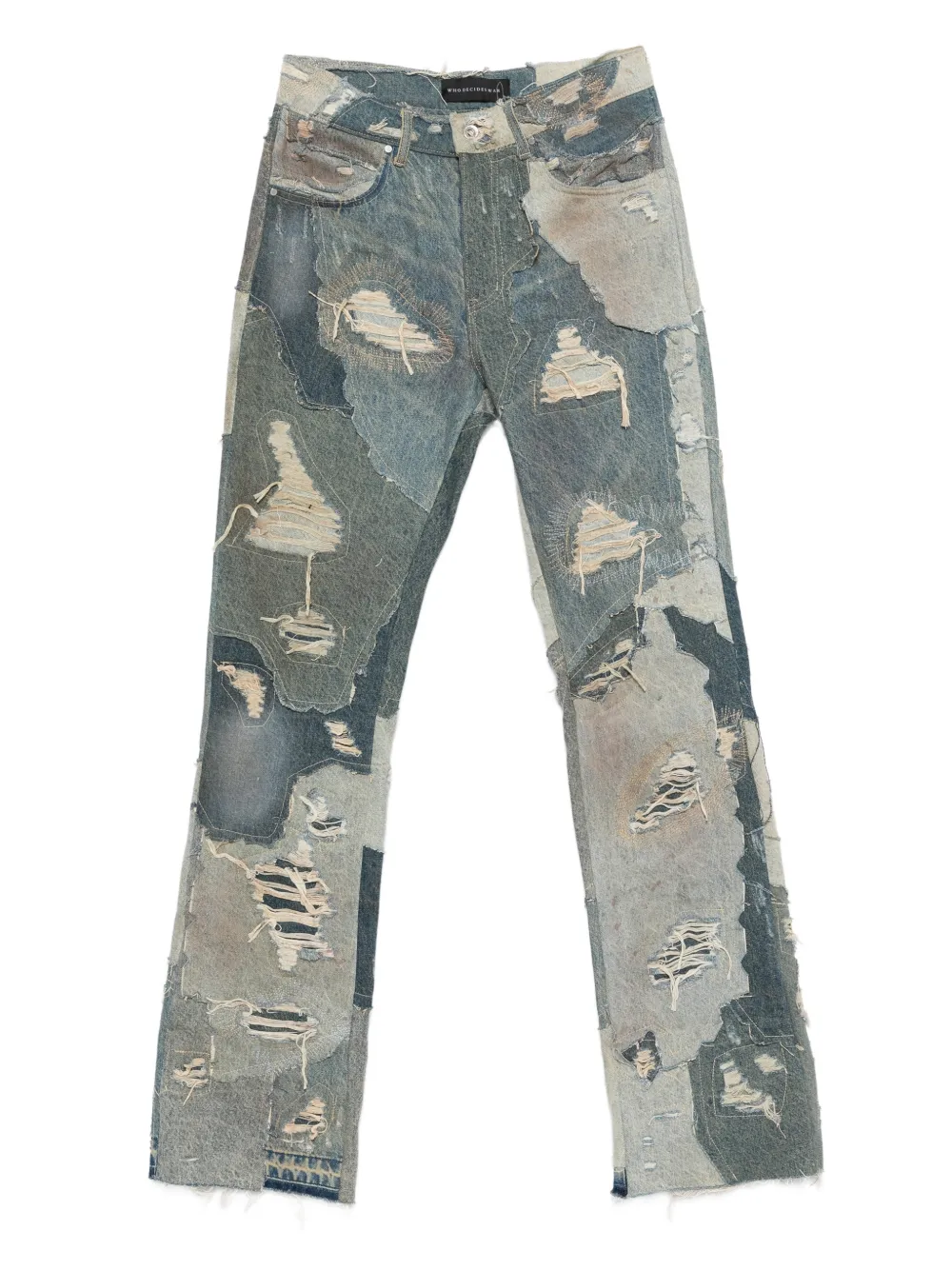 Who Decides War distressed patchwork jeans - Blau