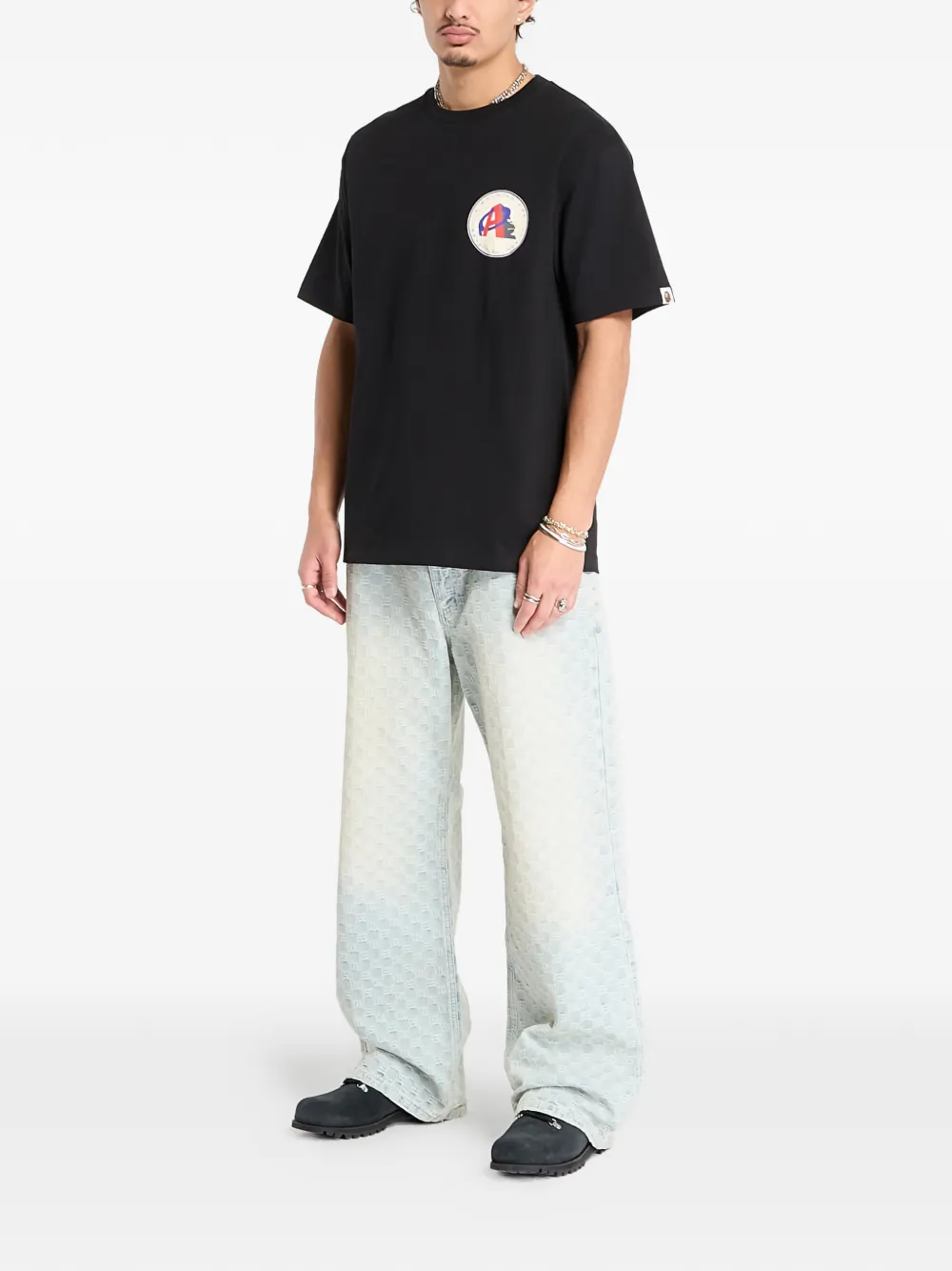 A BATHING APE T-shirt met logoprint - Zwart