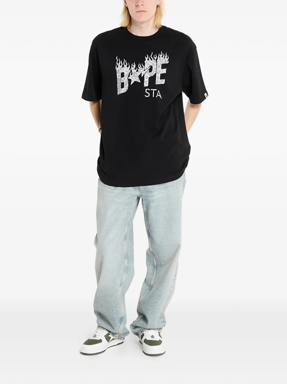 A BATHING APE T-shirt met print - Zwart