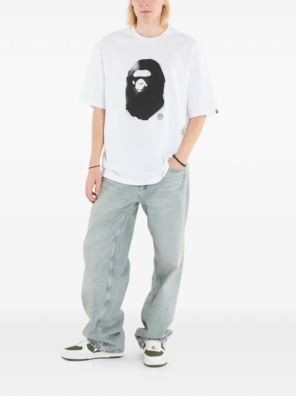 A BATHING APE Ruimvallend T-shirt met print - Wit