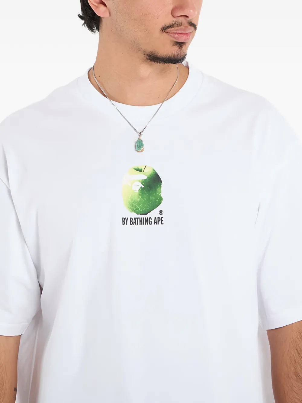 A BATHING APE T-shirt met appelprint Wit