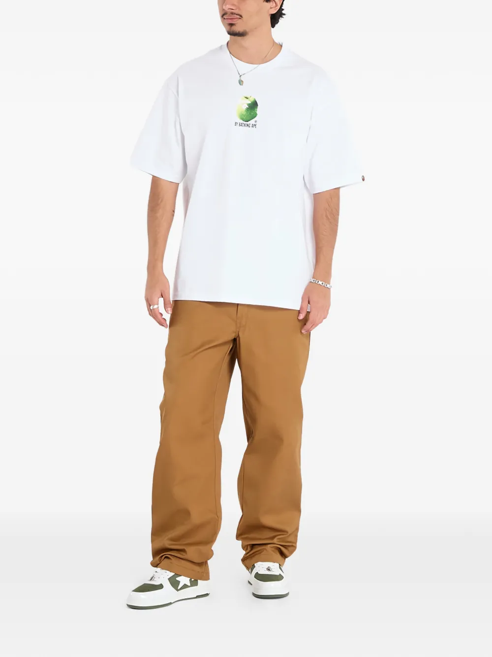 A BATHING APE T-shirt met appelprint - Wit