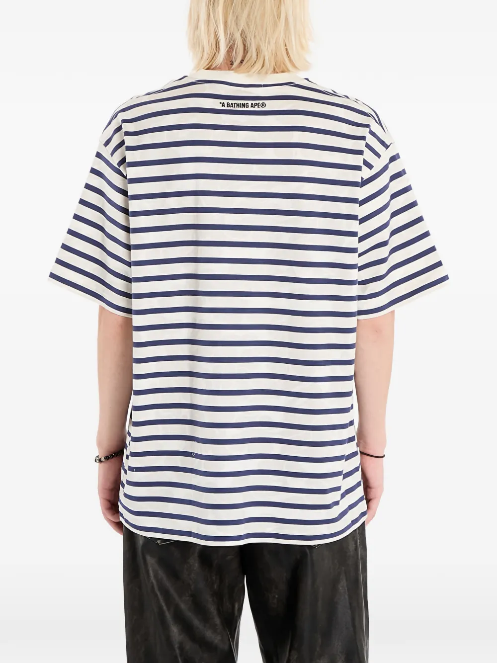 A BATHING APE Solid Camo gestreept T-shirt Wit