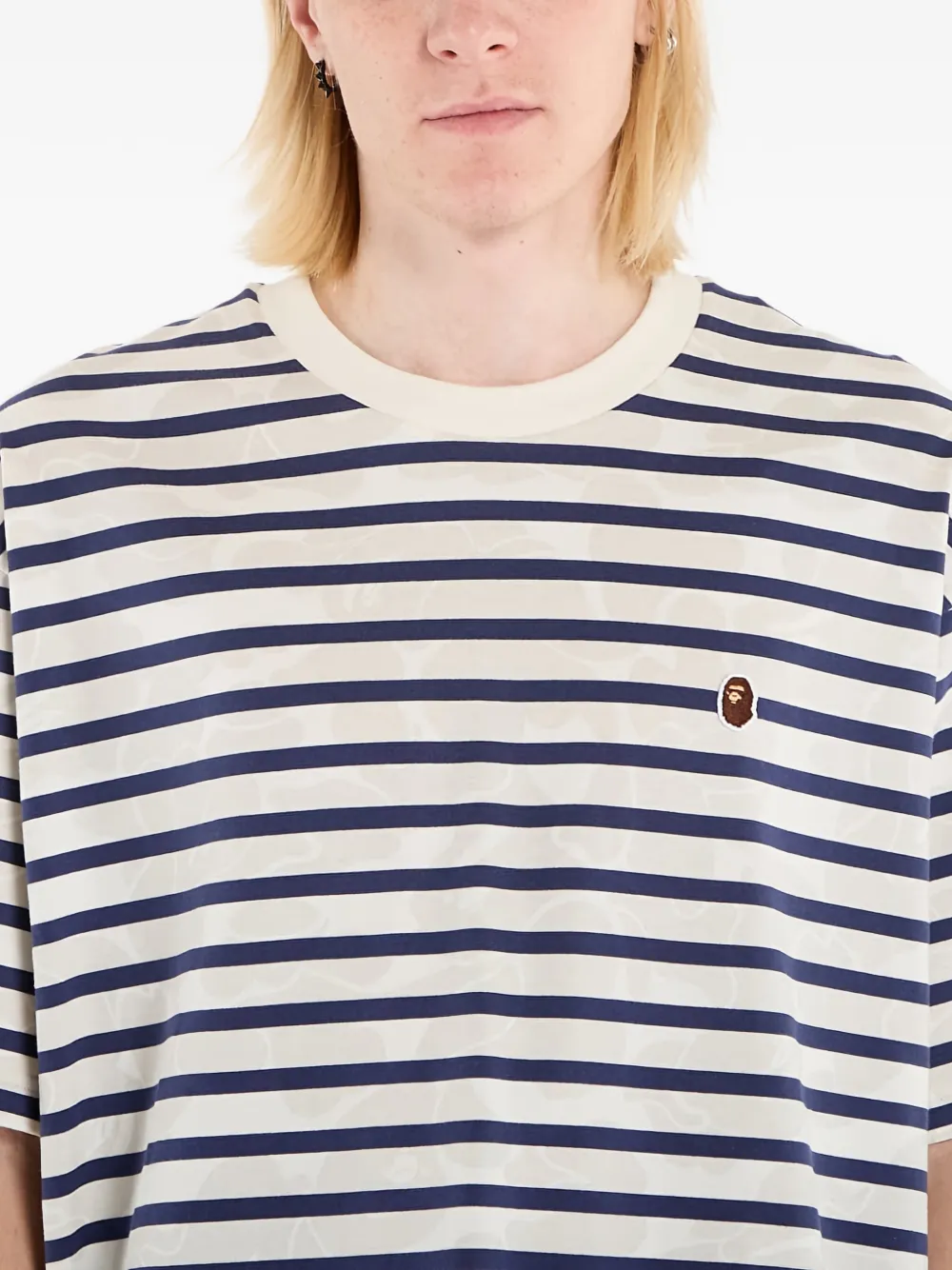 A BATHING APE Solid Camo gestreept T-shirt Wit