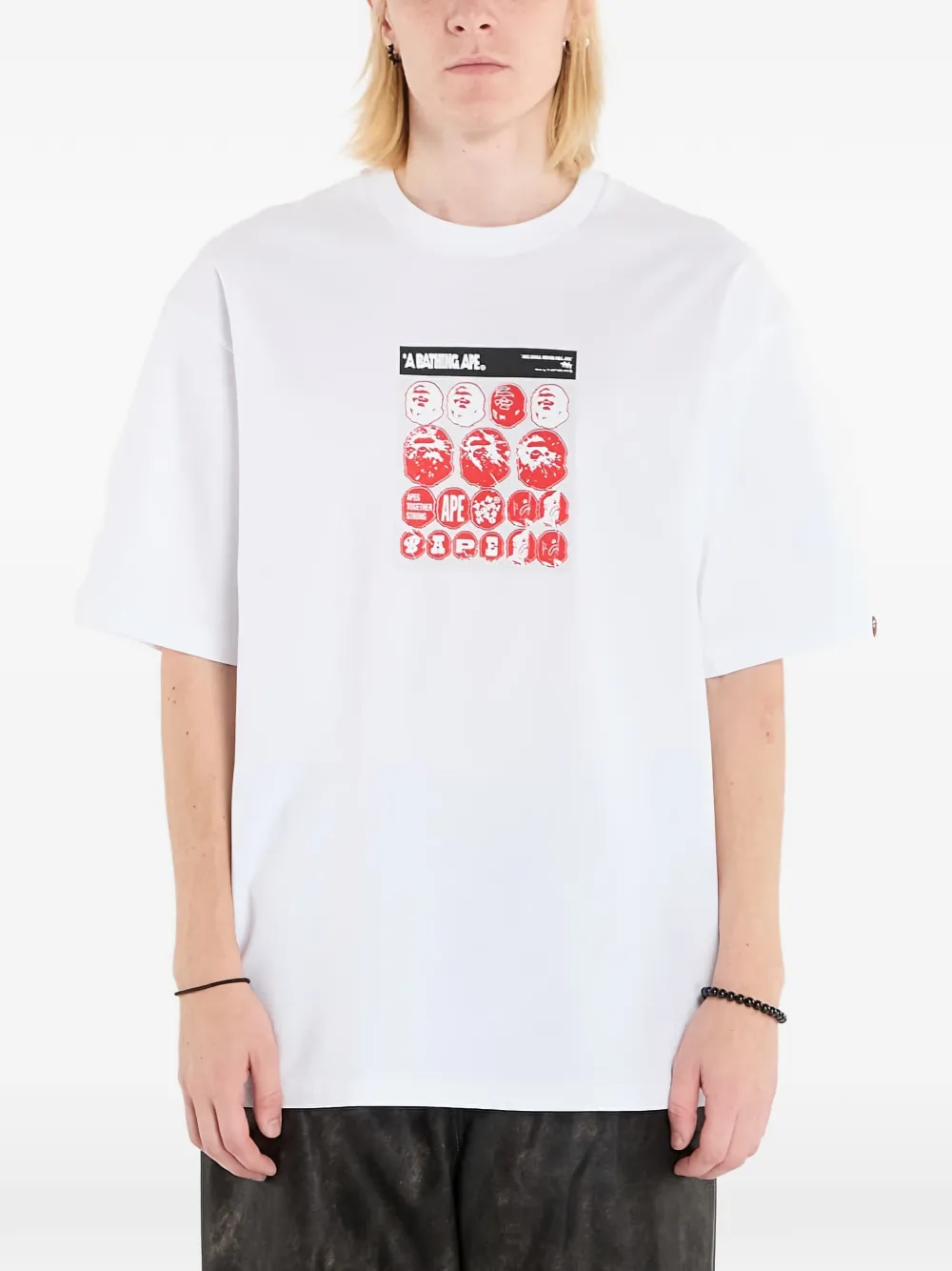 A BATHING APE® Sticker graphic-print T-shirt - Bianco