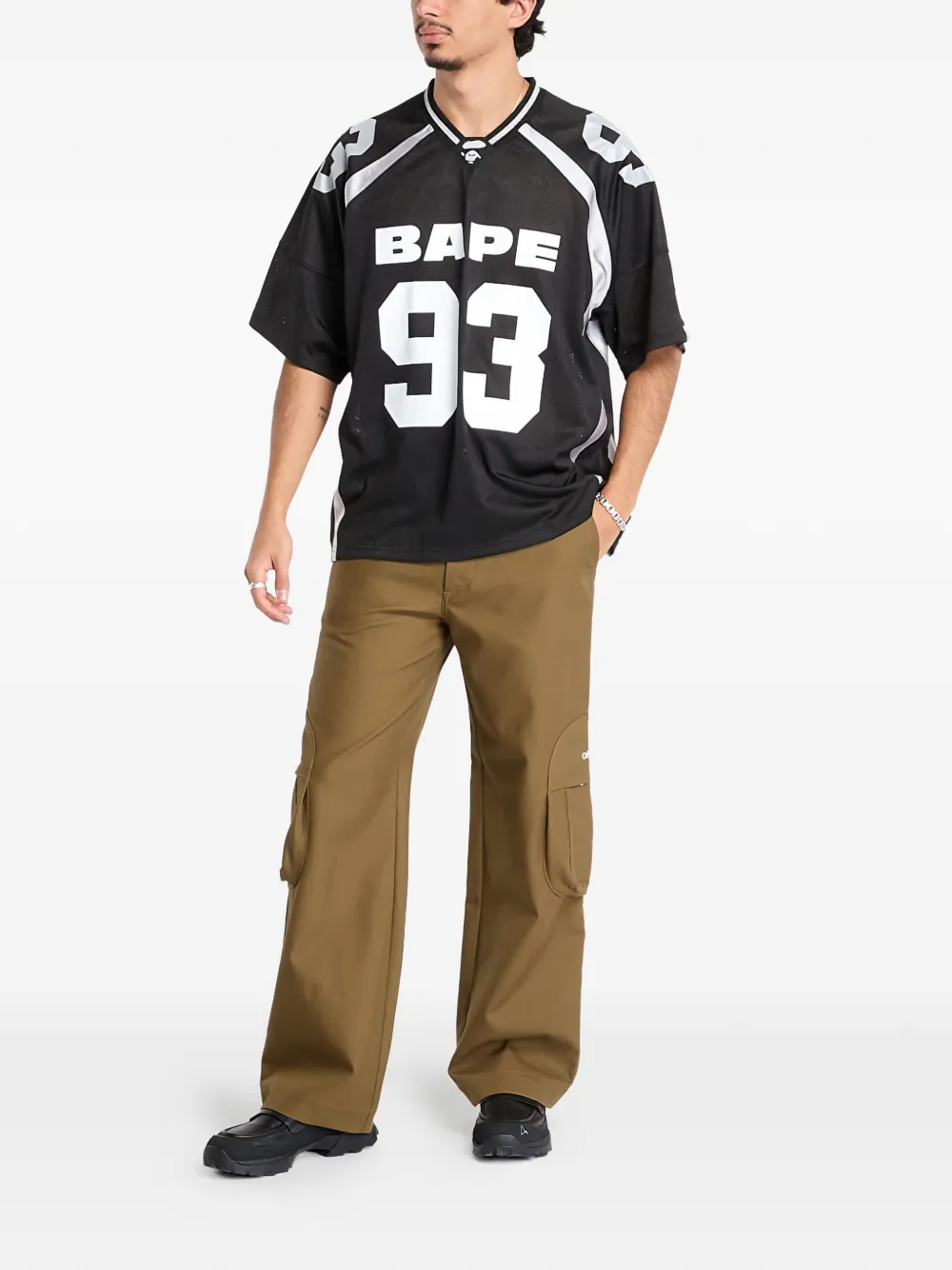 A BATHING APE Line T-shirt met camouflageprint - Zwart