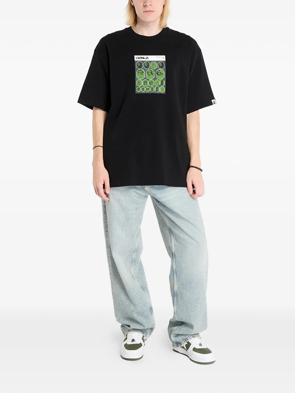 A BATHING APE Sticker T-shirt met grafische print - Zwart