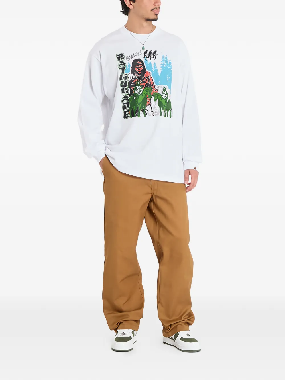 A BATHING APE Apple T-shirt met lange mouwen - Wit