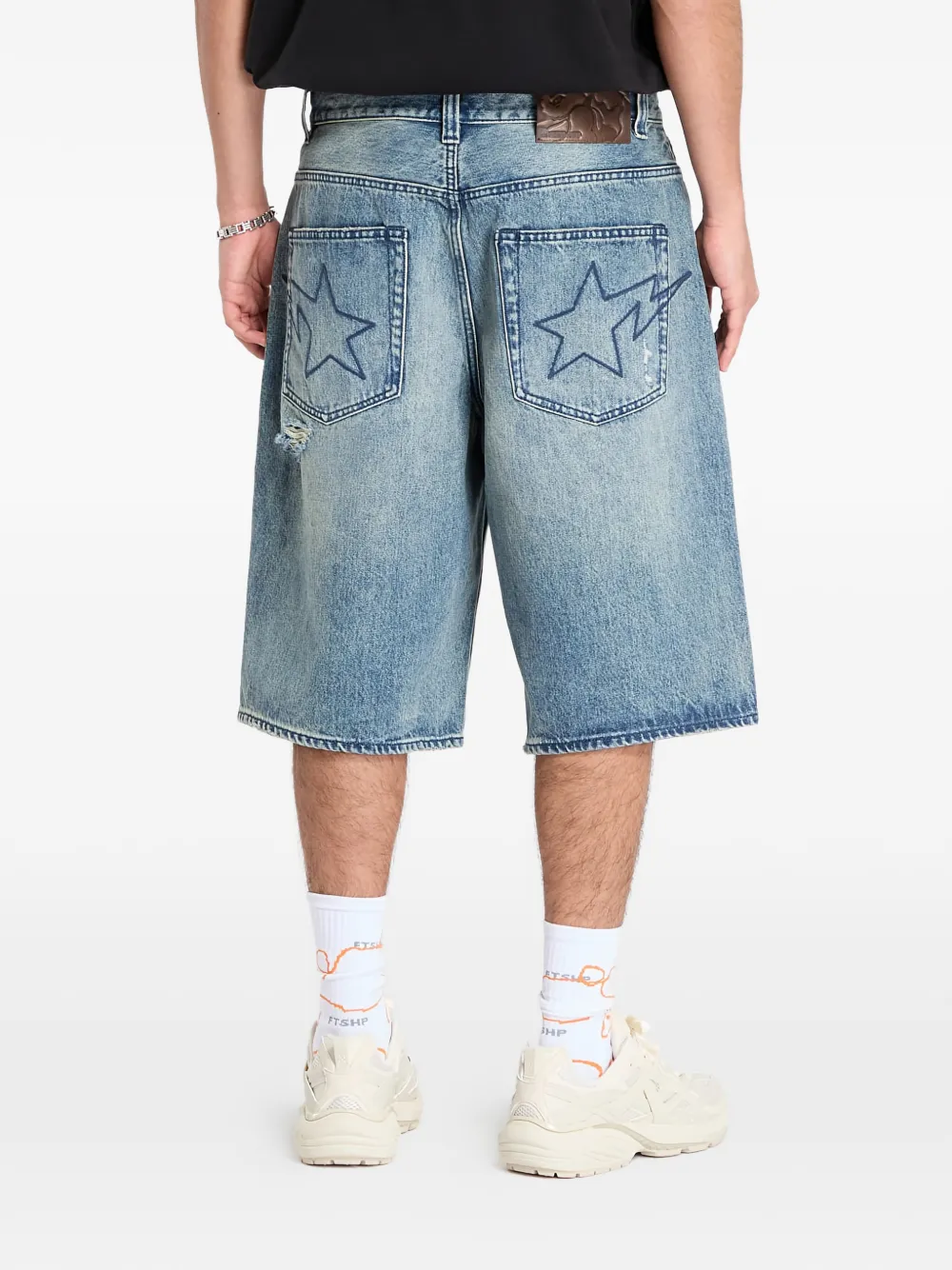 A BATHING APE STA denim shorts Blauw