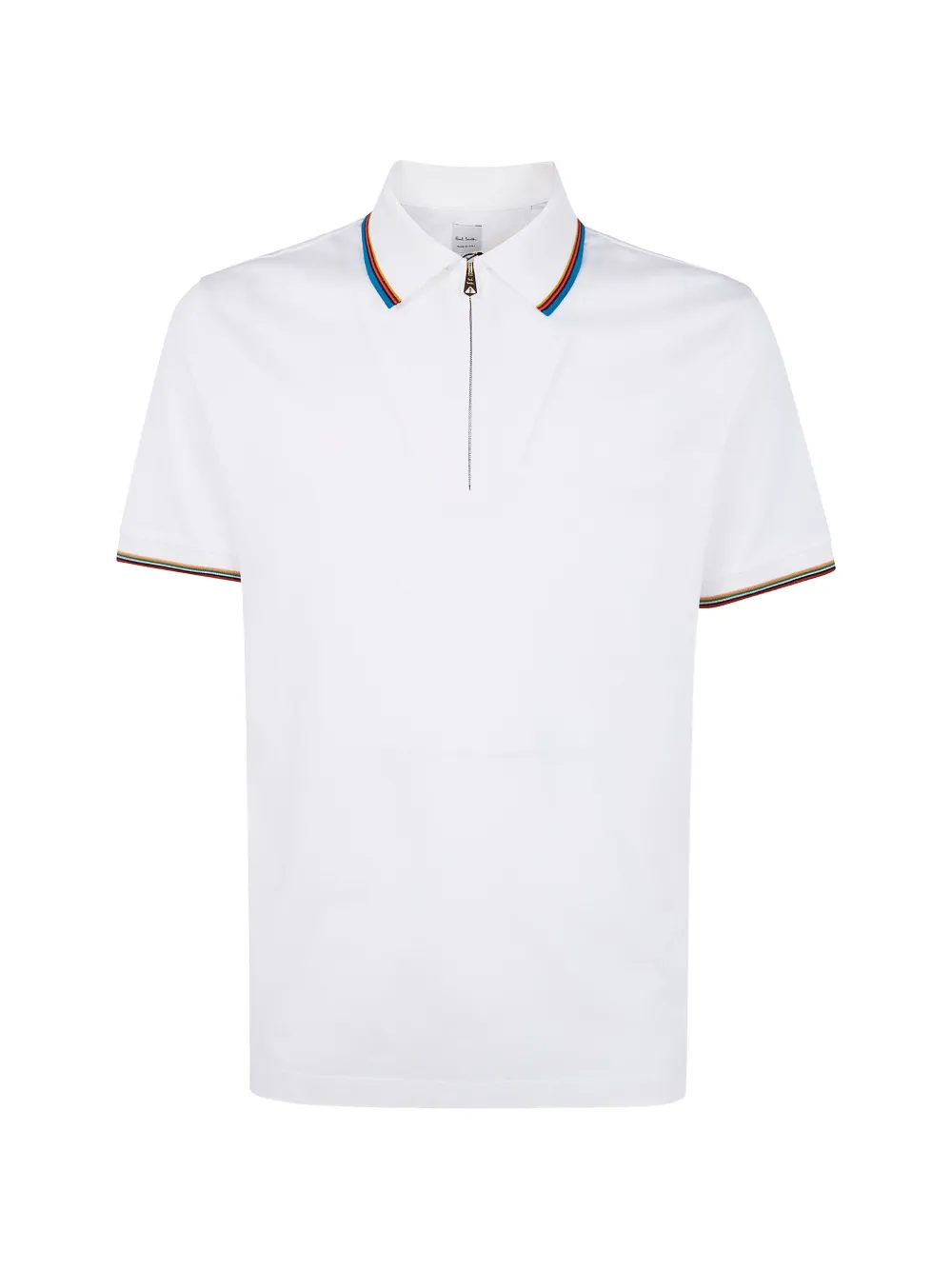 Paul Smith zip-neck striped-detail polo shirt - Weiß
